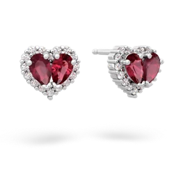 Ruby Halo 14K White Gold earrings E7008