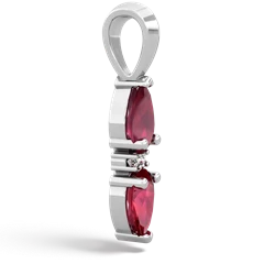 Ruby Bowtie Drop 14K White Gold pendant P0865