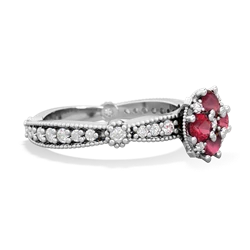 Ruby Sparkling Tiara Cluster 14K White Gold ring R26293RD