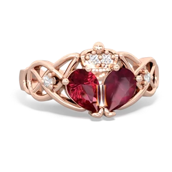 Ruby 'One Heart' Celtic Knot Claddagh 14K Rose Gold ring R5322