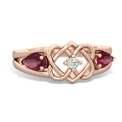 Ruby Hearts Intertwined 14K Rose Gold ring R5880