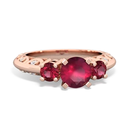 Ruby Art Deco Eternal Embrace Engagement 14K Rose Gold ring C2003