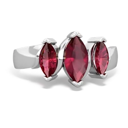 Ruby Three Peeks 14K White Gold ring R2433