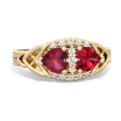 Ruby Sparkling Celtic Knot 14K Yellow Gold ring R2645