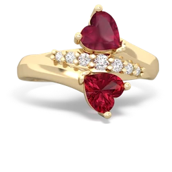 Ruby Heart To Heart 14K Yellow Gold ring R2064