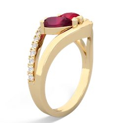 Ruby Nestled Heart Keepsake 14K Yellow Gold ring R5650