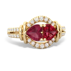 Ruby Art-Deco Keepsake 14K Yellow Gold ring R5630