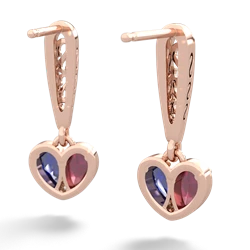 Ruby Filligree Heart 14K Rose Gold earrings E5070