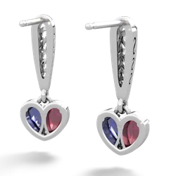 Ruby Filligree Heart 14K White Gold earrings E5070