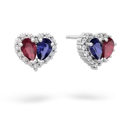 Ruby Halo 14K White Gold earrings E7008