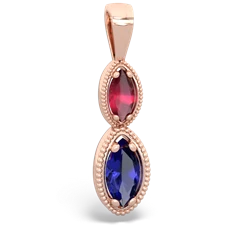 Ruby Antique-Style Halo 14K Rose Gold pendant P5700