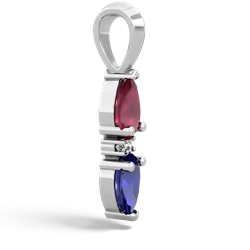 Ruby Bowtie Drop 14K White Gold pendant P0865