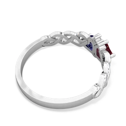 Ruby Heart To Heart Braid 14K White Gold ring R5870