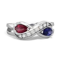 Ruby Diamond Infinity 14K White Gold ring R5390