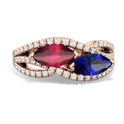 Ruby Diamond Rivers 14K Rose Gold ring R3070