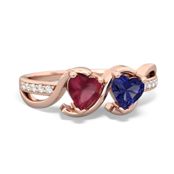 Ruby Side By Side 14K Rose Gold ring R3090