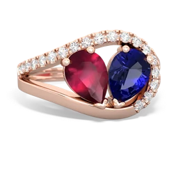 Ruby Nestled Heart Keepsake 14K Rose Gold ring R5650