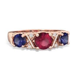 Ruby Hugs And Kisses 14K Rose Gold ring R5016