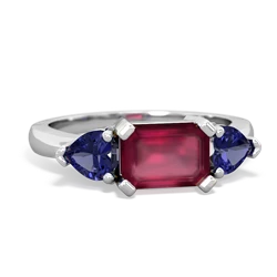 Ruby Three Stone 14K White Gold ring R5235