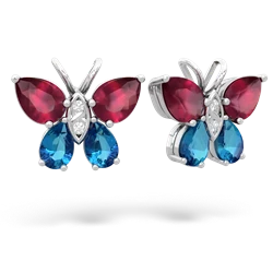 Ruby Butterfly 14K White Gold earrings E2215