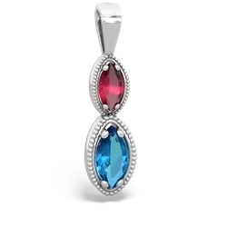 Ruby Antique-Style Halo 14K White Gold pendant P5700