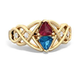 Ruby Keepsake Celtic Knot 14K Yellow Gold ring R5300