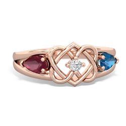 Ruby Hearts Intertwined 14K Rose Gold ring R5880