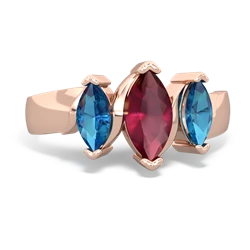 Ruby Three Peeks 14K Rose Gold ring R2433