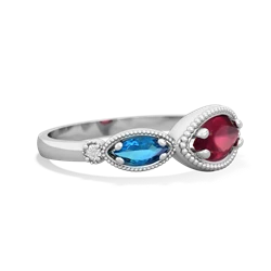 Ruby Milgrain Marquise 14K White Gold ring R5700