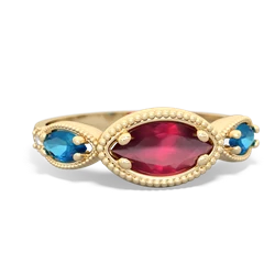 Ruby Milgrain Marquise 14K Yellow Gold ring R5700