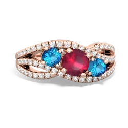 Ruby Three Stone Aurora 14K Rose Gold ring R3080