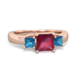 Ruby Three Stone Trellis 14K Rose Gold ring R4015