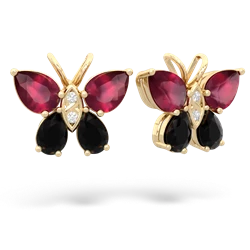 Ruby Butterfly 14K Yellow Gold earrings E2215