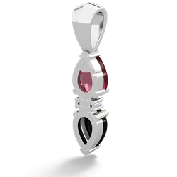 Ruby Bowtie Drop 14K White Gold pendant P0865