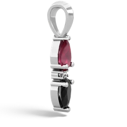 Ruby Bowtie Drop 14K White Gold pendant P0865