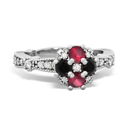 Ruby Sparkling Tiara Cluster 14K White Gold ring R26293RD