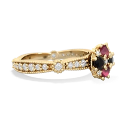 Ruby Sparkling Tiara Cluster 14K Yellow Gold ring R26293RD