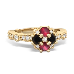 Ruby Sparkling Tiara Cluster 14K Yellow Gold ring R26293RD