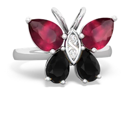 Ruby Butterfly 14K White Gold ring R2215