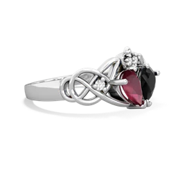 Ruby 'One Heart' Celtic Knot Claddagh 14K White Gold ring R5322