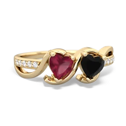 Ruby Side By Side 14K Yellow Gold ring R3090