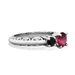 Ruby Art Deco Eternal Embrace Engagement 14K White Gold ring C2003