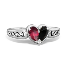 Ruby Filligree 'One Heart' 14K White Gold ring R5070