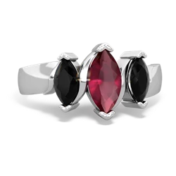 Ruby Three Peeks 14K White Gold ring R2433