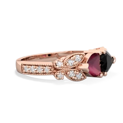 Ruby Diamond Butterflies 14K Rose Gold ring R5601