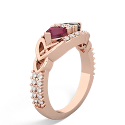 Ruby Sparkling Celtic Knot 14K Rose Gold ring R2645