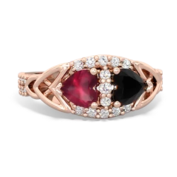 Ruby Sparkling Celtic Knot 14K Rose Gold ring R2645