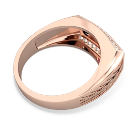 Ruby Three Stone Tire Tread Men's 14K Rose Gold ring R0520