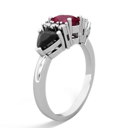 Ruby Antique Style Three Stone 14K White Gold ring R2186