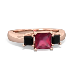 Ruby Three Stone Trellis 14K Rose Gold ring R4015